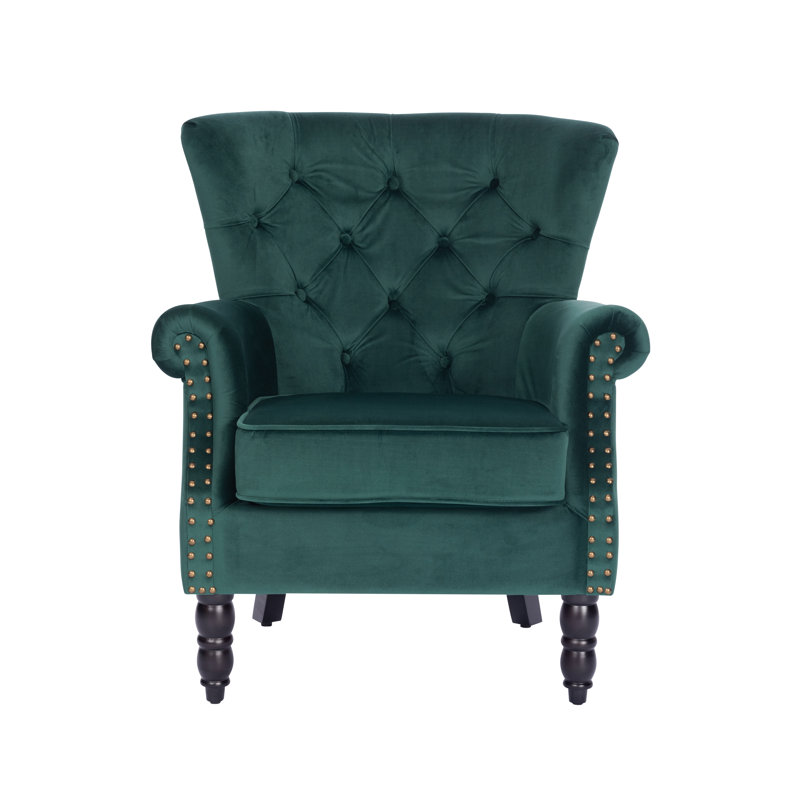 Liana Harmonsburg Accent Wingback Chair, Emerald Green