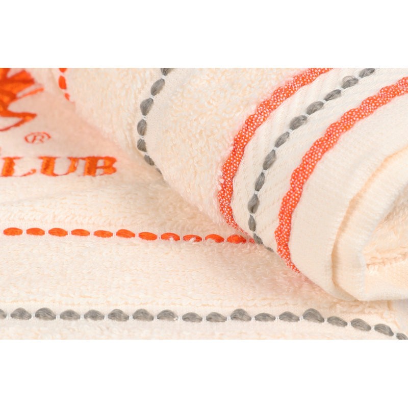 Ensemble de serviettes de bain 100% coton 2 pièces Bentlei, Crème / orange