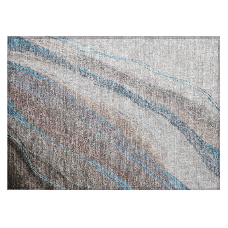 Machine Washable Indoor/Outdoor Xhevrie Brown Rug, Rectangle 1'8" x 2'6"