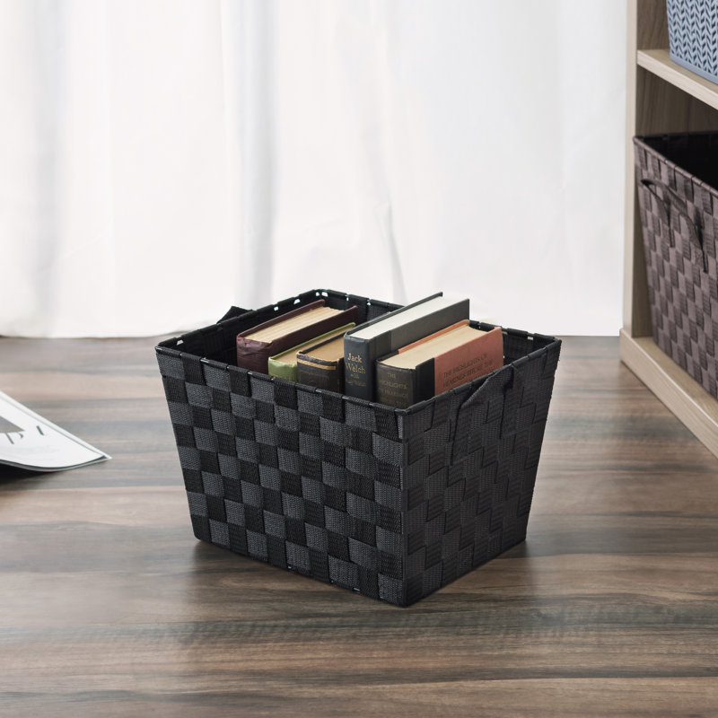 Panier en tissu à sangle moyenne, H 8 po x l 12 po x P 10 po, Noir