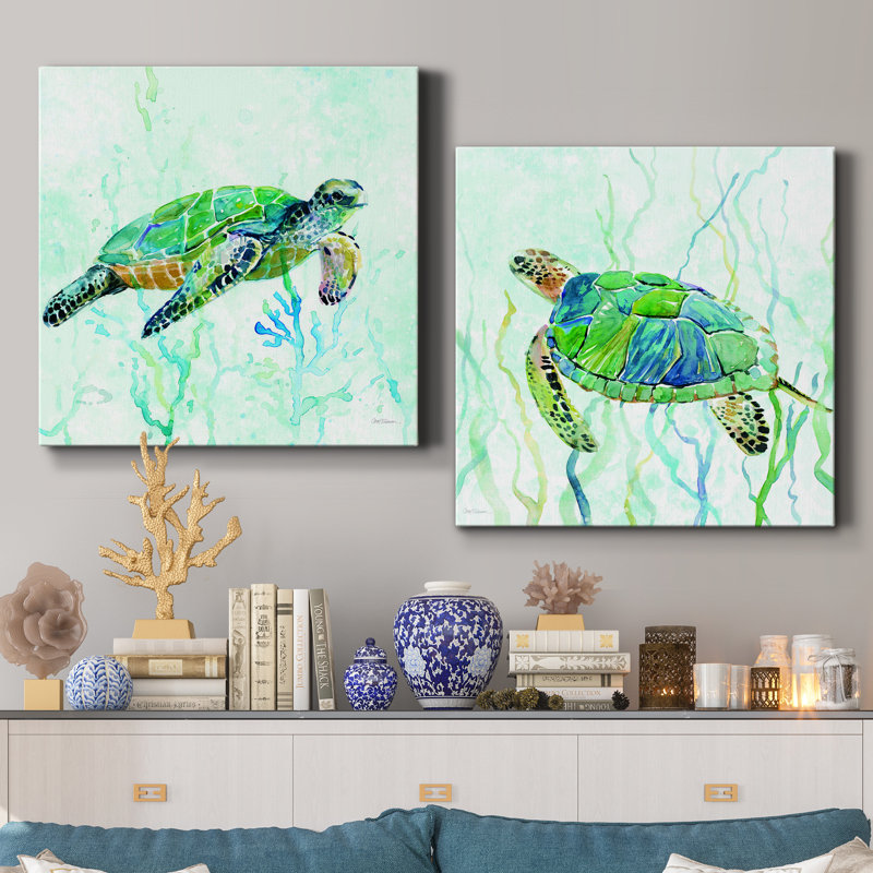 «Sea Turtle Swim I», ensemble de 2 toiles tendues, H 40 po x l 80 po x P 1 po