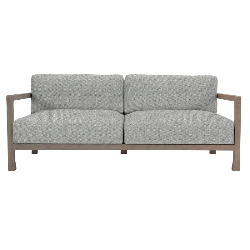 Tanah 80" Wide Outdoor Teak Patio Sofa with Cushions, Light Grey/Dark Grey Linen 6032-110