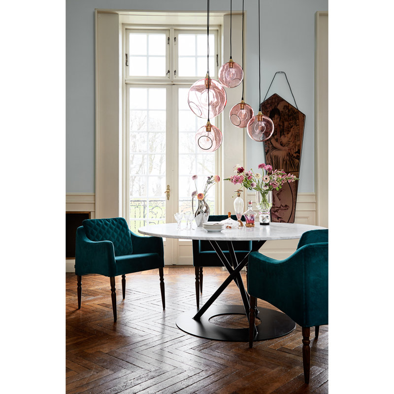 Luminaire suspendu sphère 1 lumière Ballroom, Rose, H 15 po x l 13 po x P 13 po