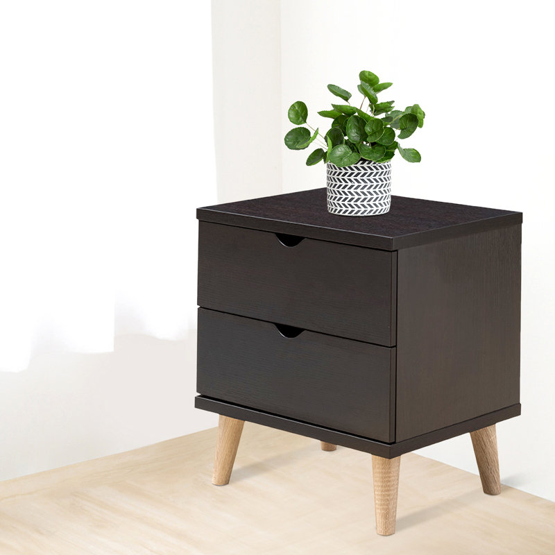 Rustic and Multipurpose Wood 2-Drawer Nightstand