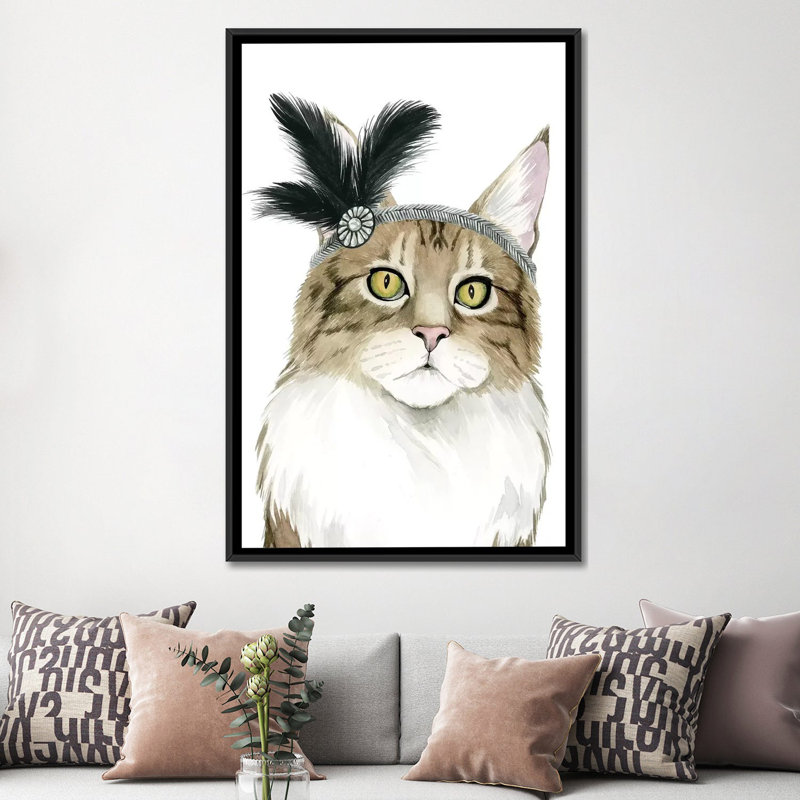 « downton cat iv », reproduction d’impression sur toile, H 26 po x l 18 po x P 1,5 po, Toile avec cadre noir, Pas de tapis