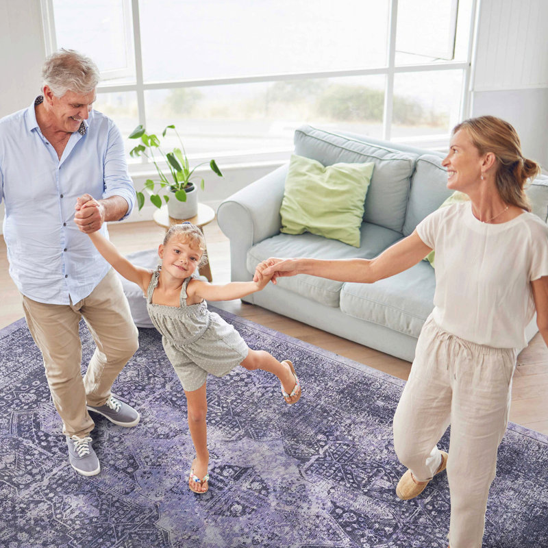 Tapis lavable à poils courts de 2 pi 6 po x 10 pi sans perte de poils pour la chambre à coucher, le salon, le bureau et la cuisine - anthracite