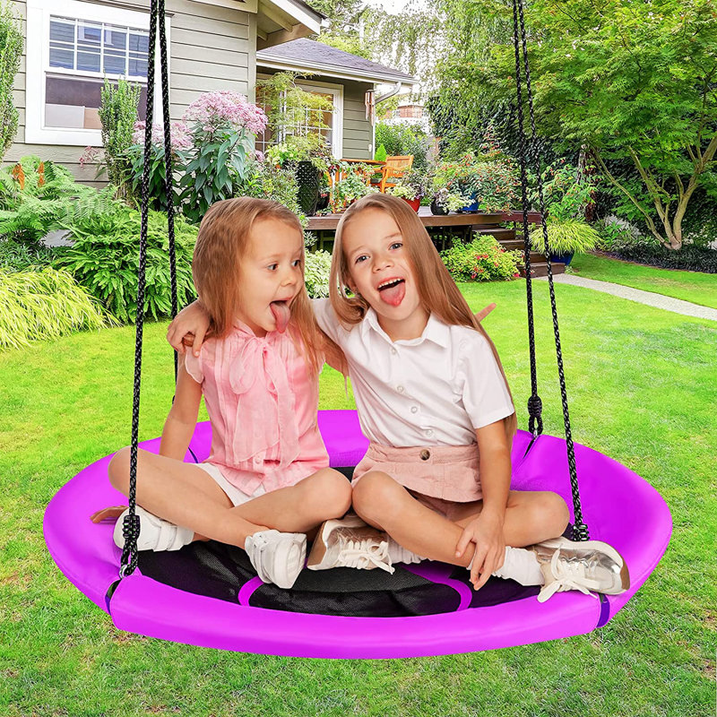 COSTWAY Metal Swing Set with 1 Swing(s), Purple