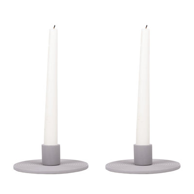 Gray Ceramic Candle Holder 2-Pack