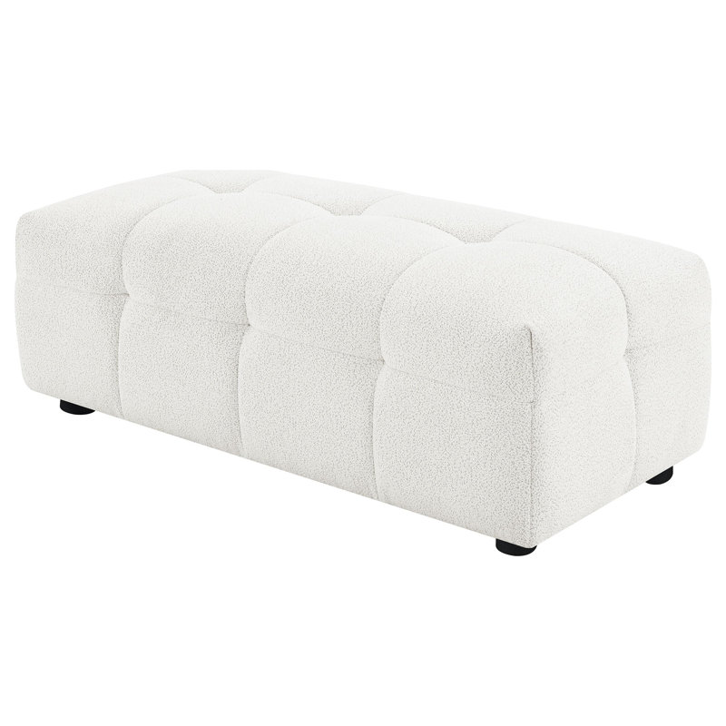 Creager Boucle Upholstered Rectangular Ottoman Off White