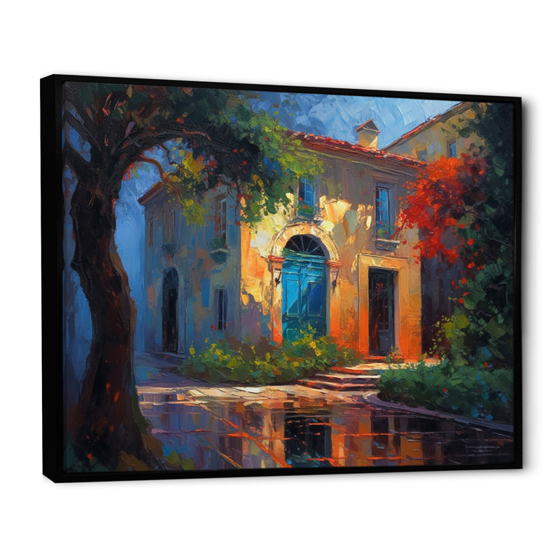 "Rurale campagne charmante II", reproduction sur toile, H 16 po x l 32 po x P 1 po, Cadre flottant noir