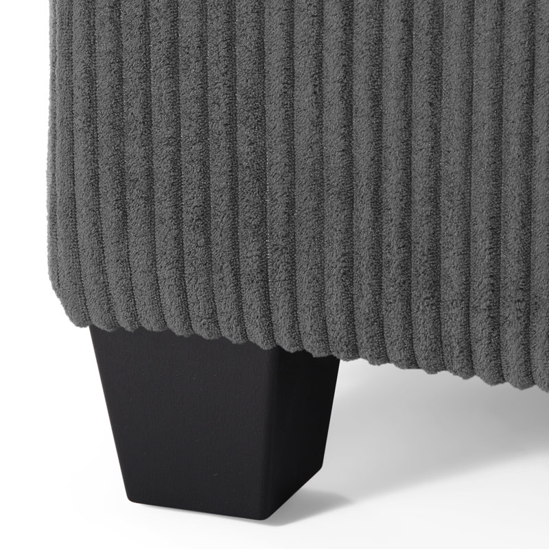 Canapé rembourré simple avec repose-pieds Corduroy, Gris anthracite