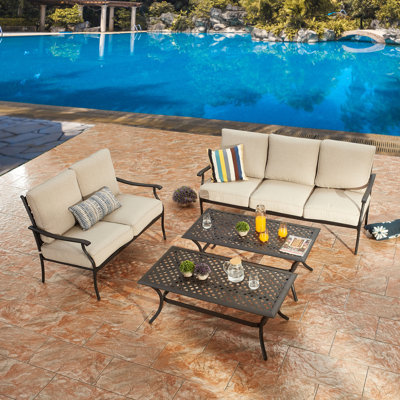 Graff 4 Piece Sofa Seating Group with Cushions