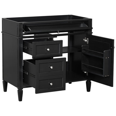 36'' Bathroom Vanity Without Top Sink, Modern Bathroom Storage Cabinet With 2 Drawers And A Tip-Out Drawer, Solid Wood Frame (Not Include Basin Sink)