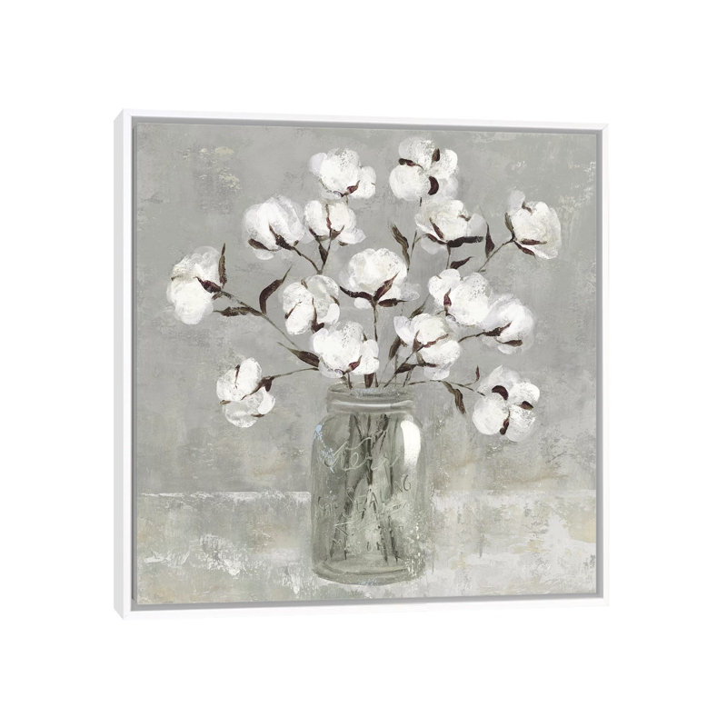 Cotton Bouquet par Carol Robinson - reproduction d'art, H 18 po x l 18 po x 1,5 po, Aucun mat, Toile blanche encadrée