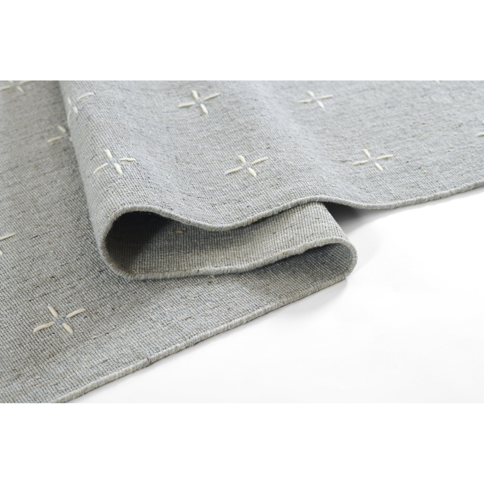 Patton Light Blue Hand-Loomed Geometric Wool Rug, Rectangle 3'6" x 5'6"