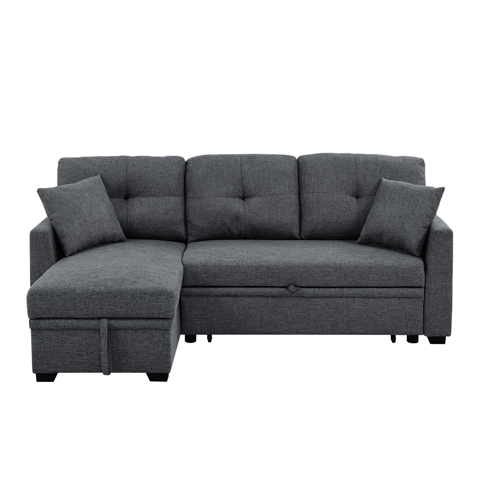 Ebern Designs Modular Sleeper Sectional In Gray , 3 Seats, Convertible ...