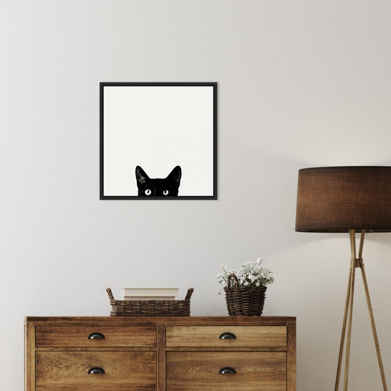 «Curiosity (Cat)» par Jon Bertelli, reproduction d'art sur toile encadrée, 22 X 22