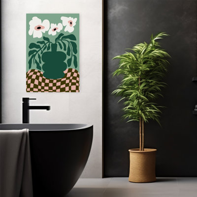Art contemporain abstrait rétro "Bold Flower Art"
