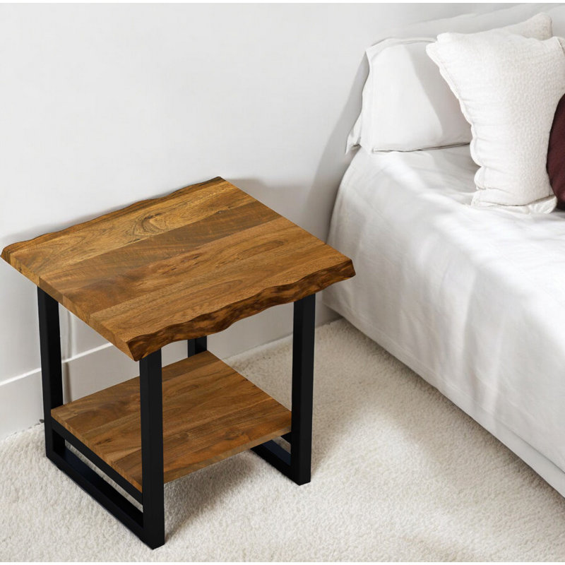 Gerritt 24" Brown Modern Rustic Live Edge Acacia Wood End Table