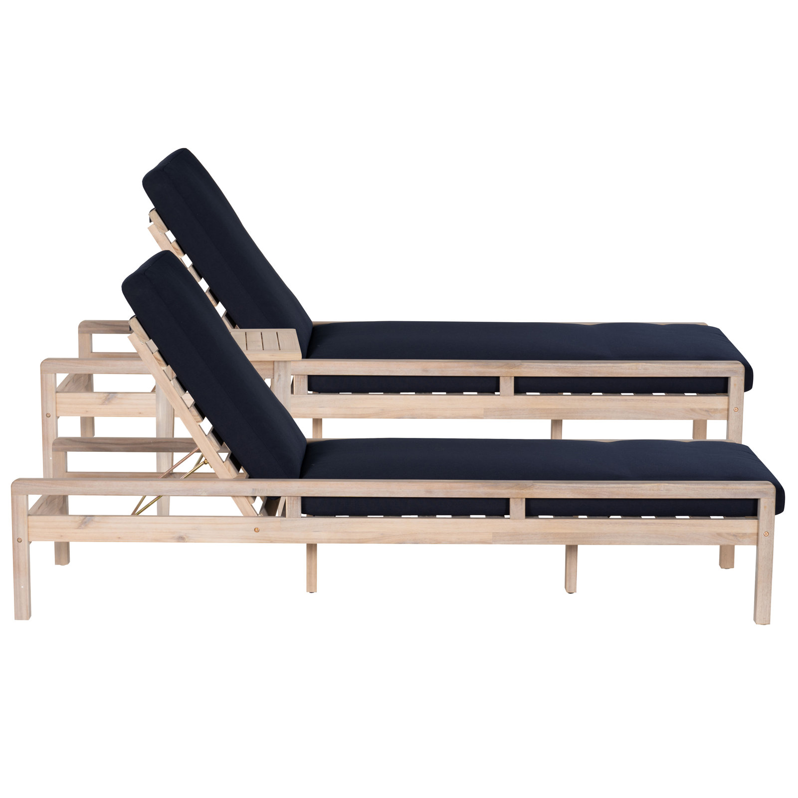 Amina 27" Acacia Patio Chaise Lounge Set