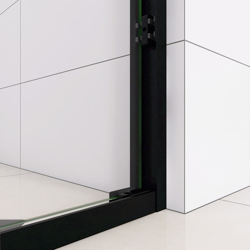 Porte de douche coulissante double à cadre en aluminium 44 "à 48", Noir mat