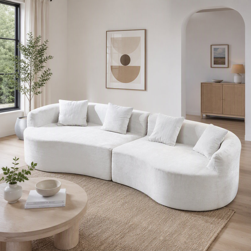 Canapé incurvé moderne de 111 pouces pour salon, canapé nuage sans armature, canapé d'angle modulaire avec assise profonde, aucun assemblage requis