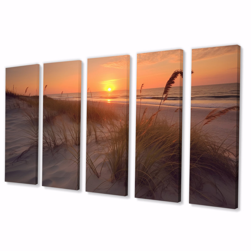 Alabama Golden Hour At Gulf Shores IV - Impression sur toile nautique et de plage - 5 panneaux égaux