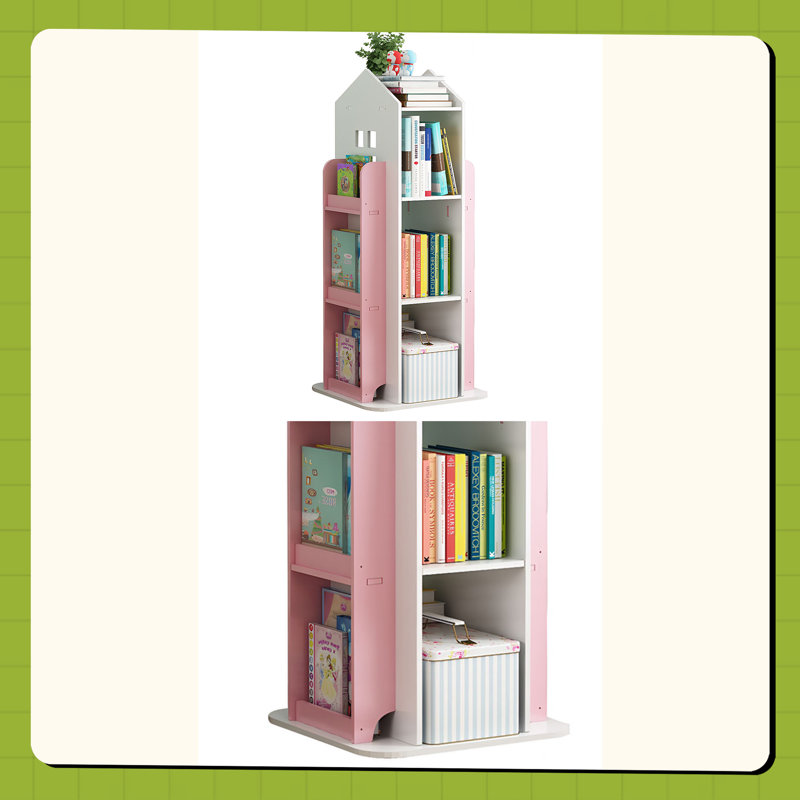 4-Tier Rotating Bookshelf, PINK