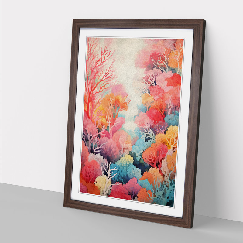 Single Picture Frame Print on Wood, Walnut Framed, 46cm H x 34cm W