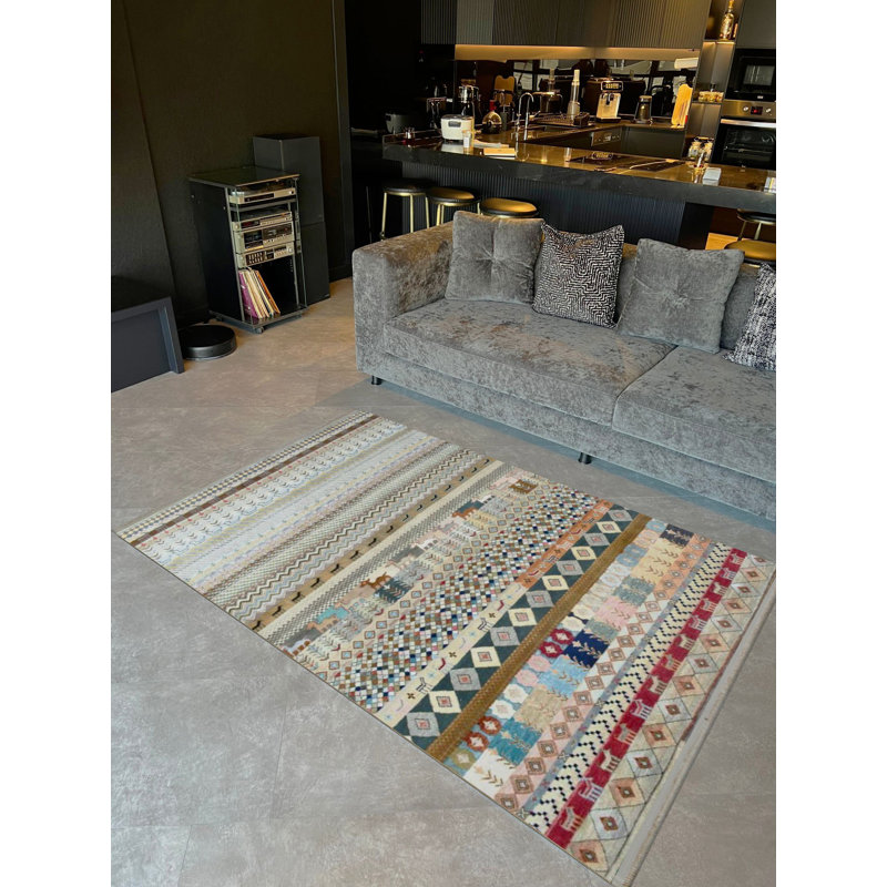 Tapis décoratif multicolore à motifs clairs et multicolores de la collection Barcelona