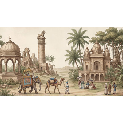 Éléphant indien avec papier peint indien