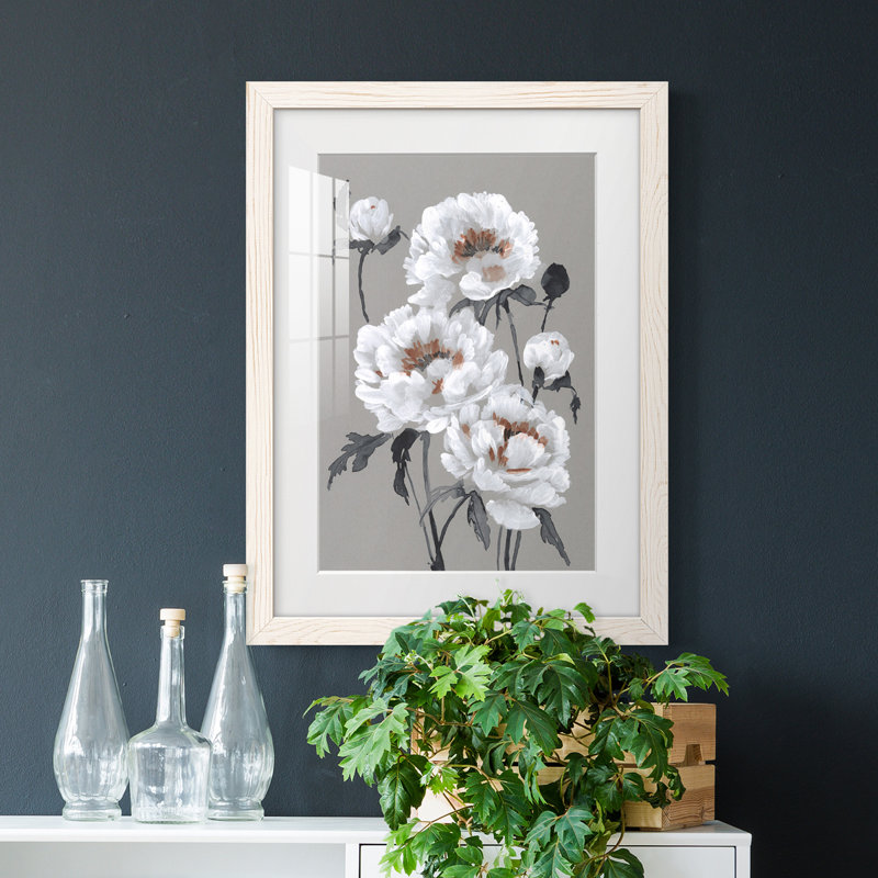 Peony Profusion I - Peinture avec cadre, Cadre blanc, H 24 po x l 20 po x P 1 po