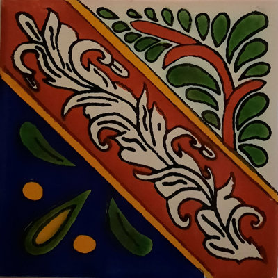 4.2" x 4.2" 9pcs TalaMex Morelia Mexican Clay Tile Handmade Talavera Backsplash Mosaic