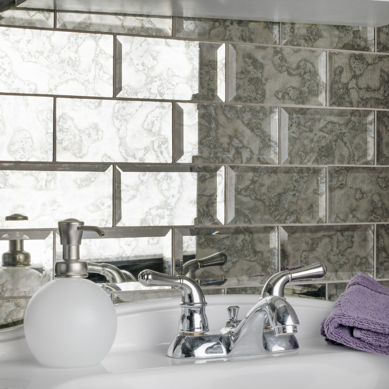 Lustre Beveled 3" x 6" Pressed Glass Singular Subway Tile