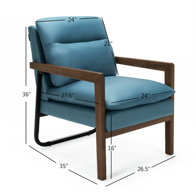 Dentrell Faux Leather Armchair, Blue Faux Leather