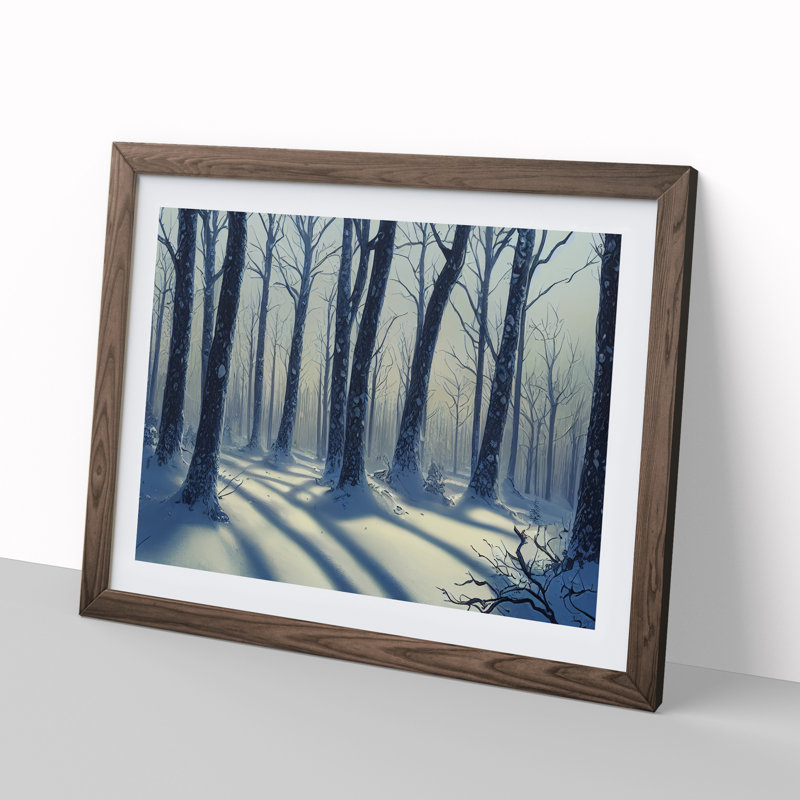 Cheery Winter Forest - Single Picture Frame Print, 34cm H x 46cm W x 2cm D, Walnut