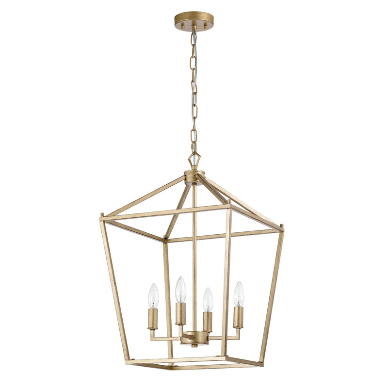 Lustre en fer de style lampadaire Buelex, H 21,7 po x l 15,7 po x P 15,7 po, Satin