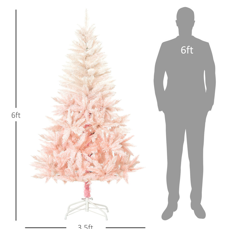 Arbre de Noël artificiel rose de 6 pi avec 800 pointes - sans tracas d'arrosage, chute des fêtes merveilleuse