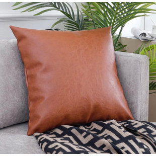  Faux Leather Throw Pillow Cover