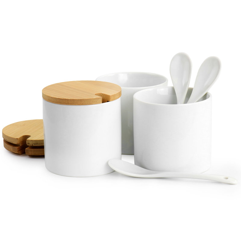 Gibson Elite Gracious Dining 10 Piece Fine Ceramic Condiment Jars Serving Set In White