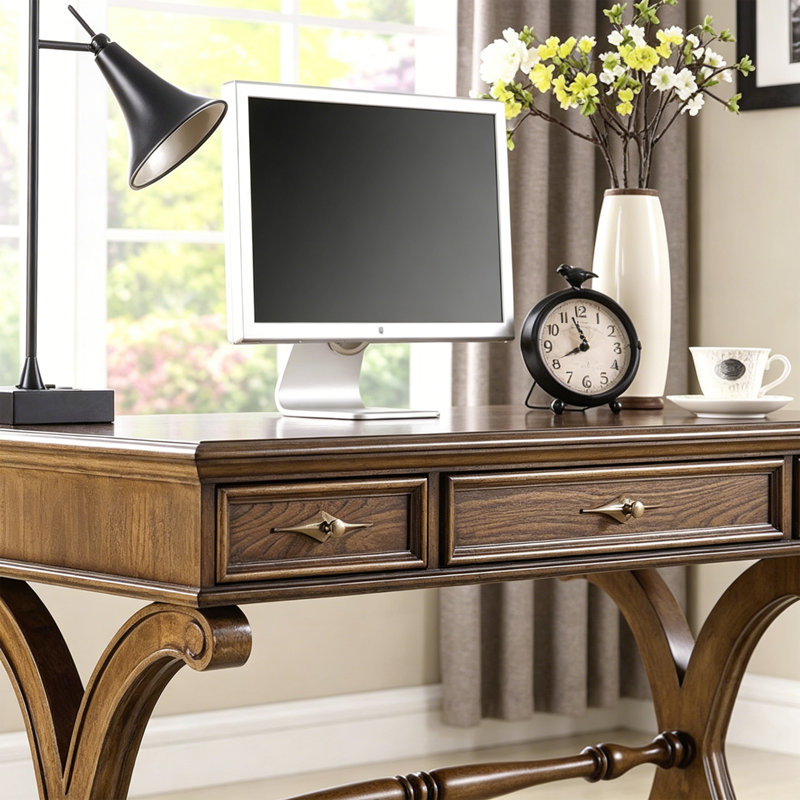 Retro Simple Nut-brown Solid Wood Writing Desk