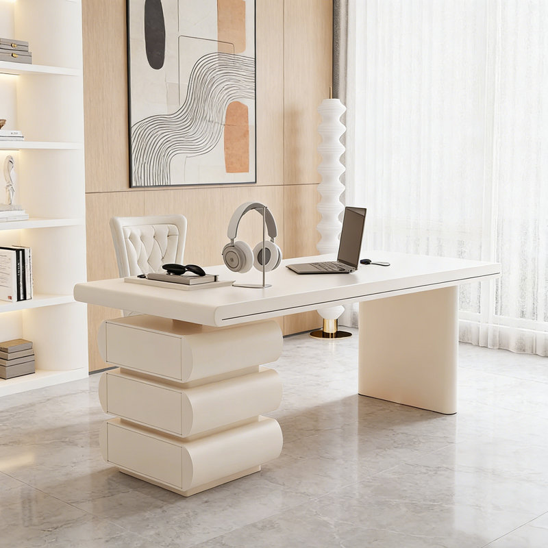  Bureau d'écriture en bois massif et manufacturé, H 29,53 po x l 55,12 po x P 27,56 po