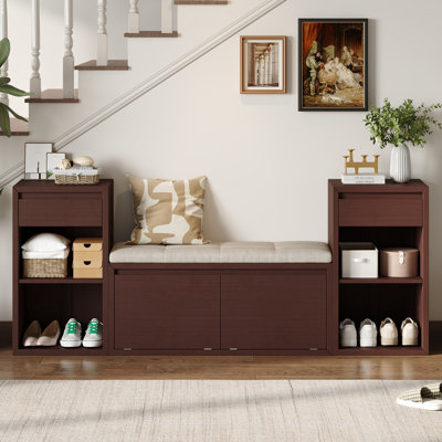 42" W Linen Upholstered Storage Bench