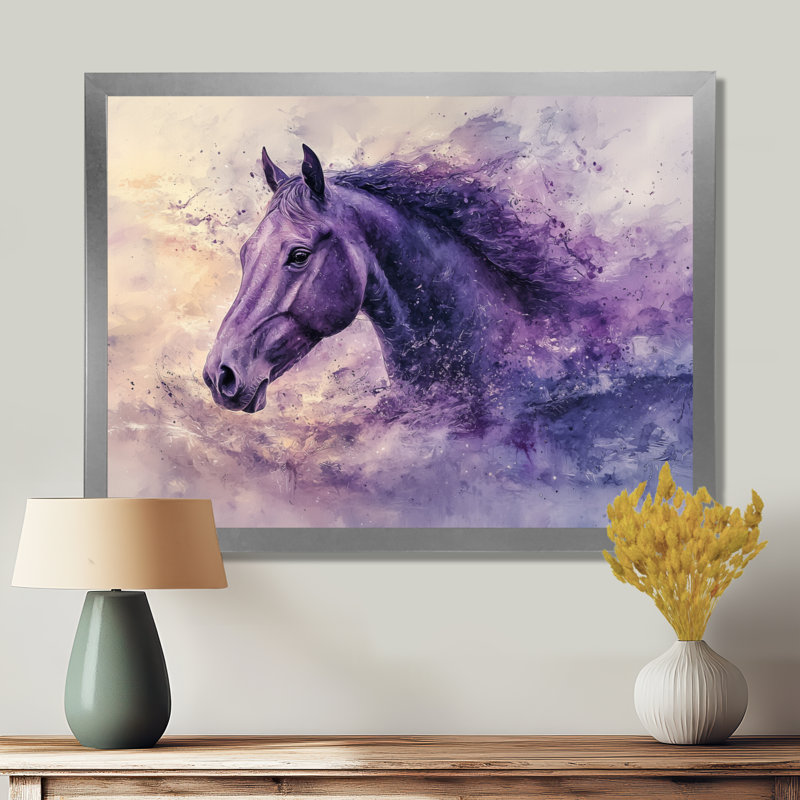 Lavande, rêve, cheval, harmonie I - cheval, art mural, H 12 po x l 20 po, Impression sur cadre flottant, Argent argent