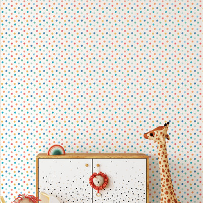 Hoopla Walls Dotty Teal Mix 10m Wallpaper