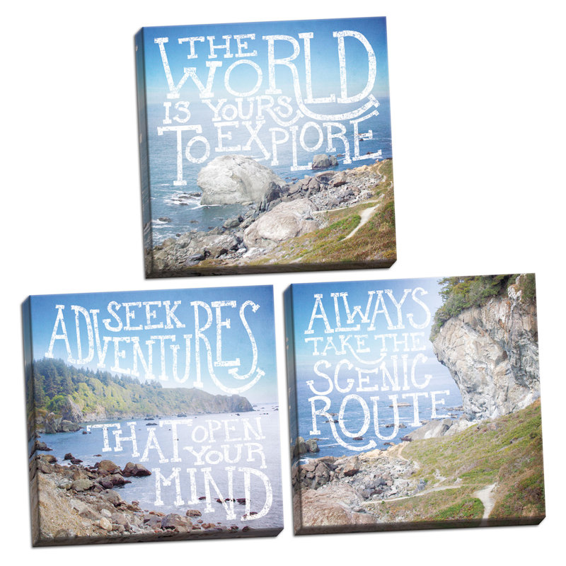 « côtier aventures ii, mer côtière iii et aventures côtières iv », ensemble de 3 pièces d’art textuel, Toile tendue