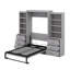 Lit escamotable double avec tablettes et tiroirs de rangement