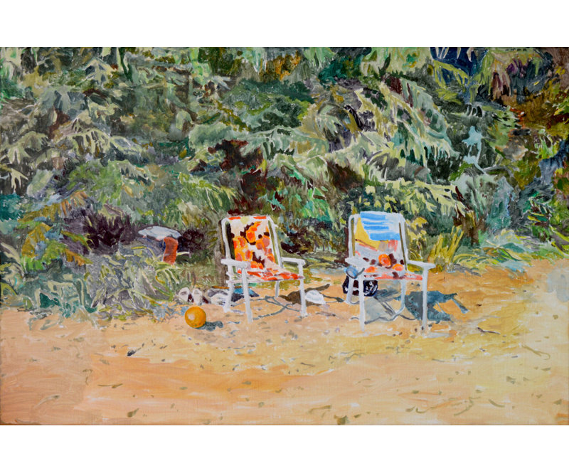 Summer Beach Chairs Print by Other Artist, 24 × 16, Framed Print, White