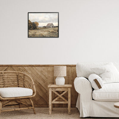 Muted Autumn Barn Meadow Framed Giclee, design by LSR Design Studio