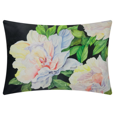  Decorative Flower Print Velvet Pillow Cover